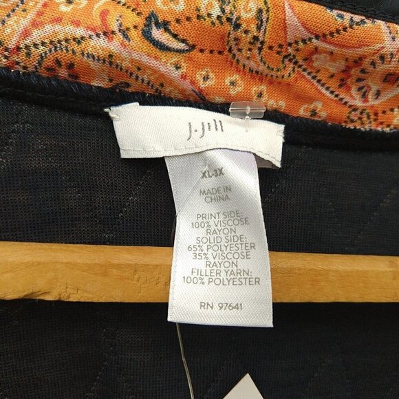 J Jill Belted Quilted Ruana Size XL-3X NWT Orange Paisley Belted Jacket Kimono - Picture 14 of 16